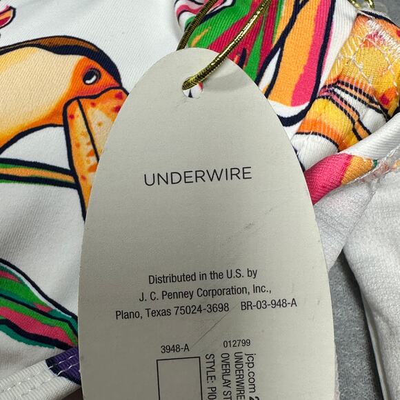 Mynah Tankini Swimsuit Top Womens Medium Tropical Parrots Print Underwire Beach - Picture 6 of 11